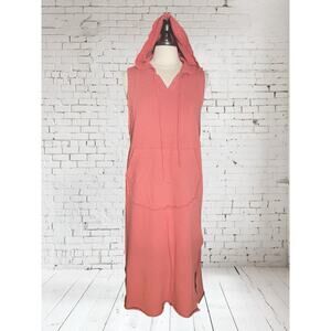 Giuseppa Collection Italy Midi Sweatshirt Dress Sz M Pink Hooded Sleeveless